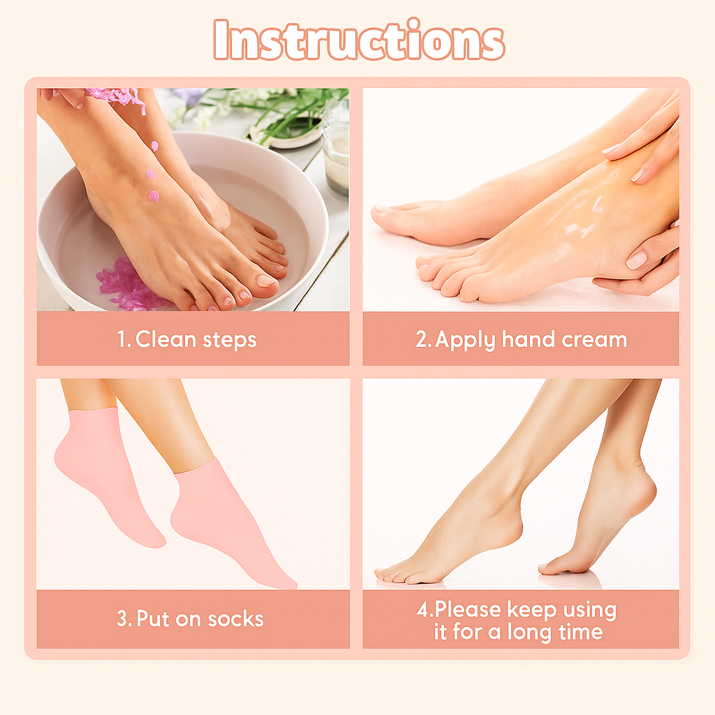 Moisturizing Silicone Gel Socks for Cracked Heels & Dry Feet-Reusable Spa Care Socks (Pink)