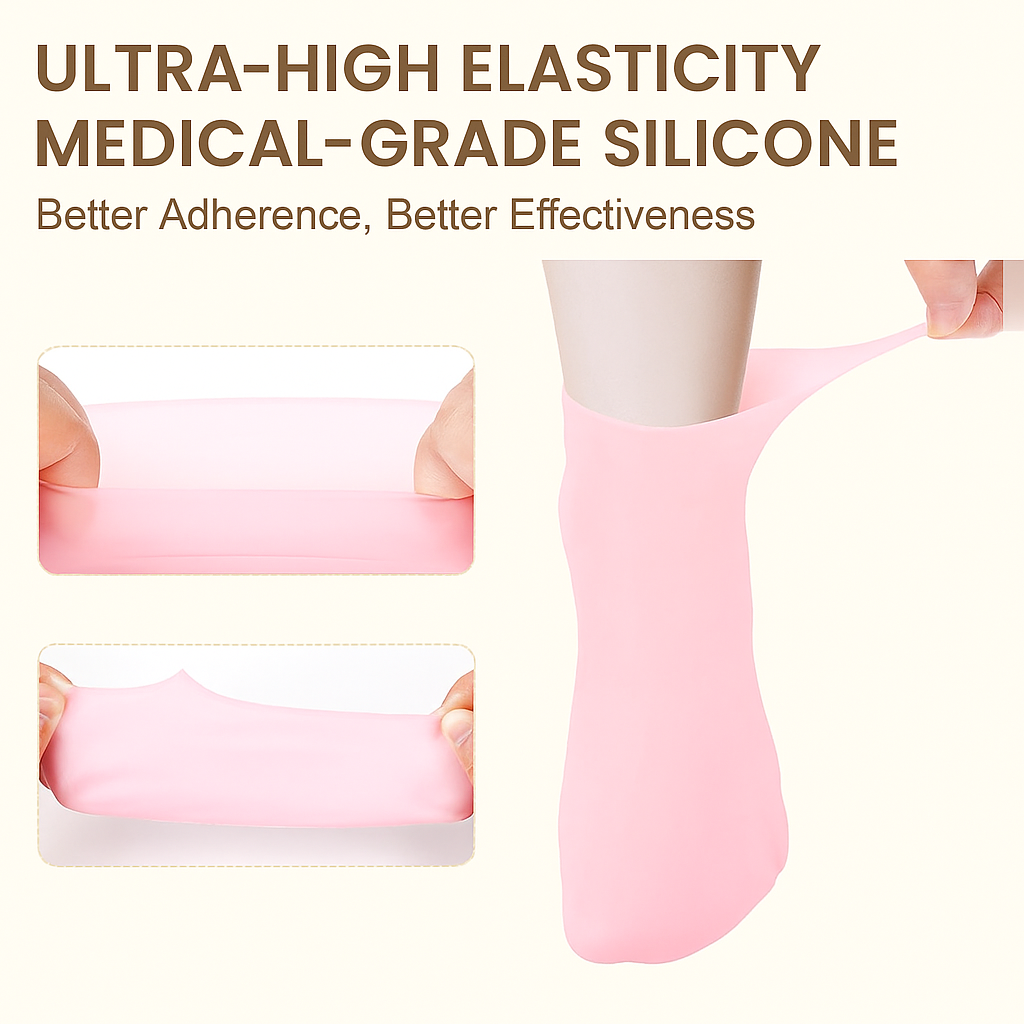 Moisturizing Silicone Gel Socks for Cracked Heels & Dry Feet-Reusable Spa Care Socks (Pink)