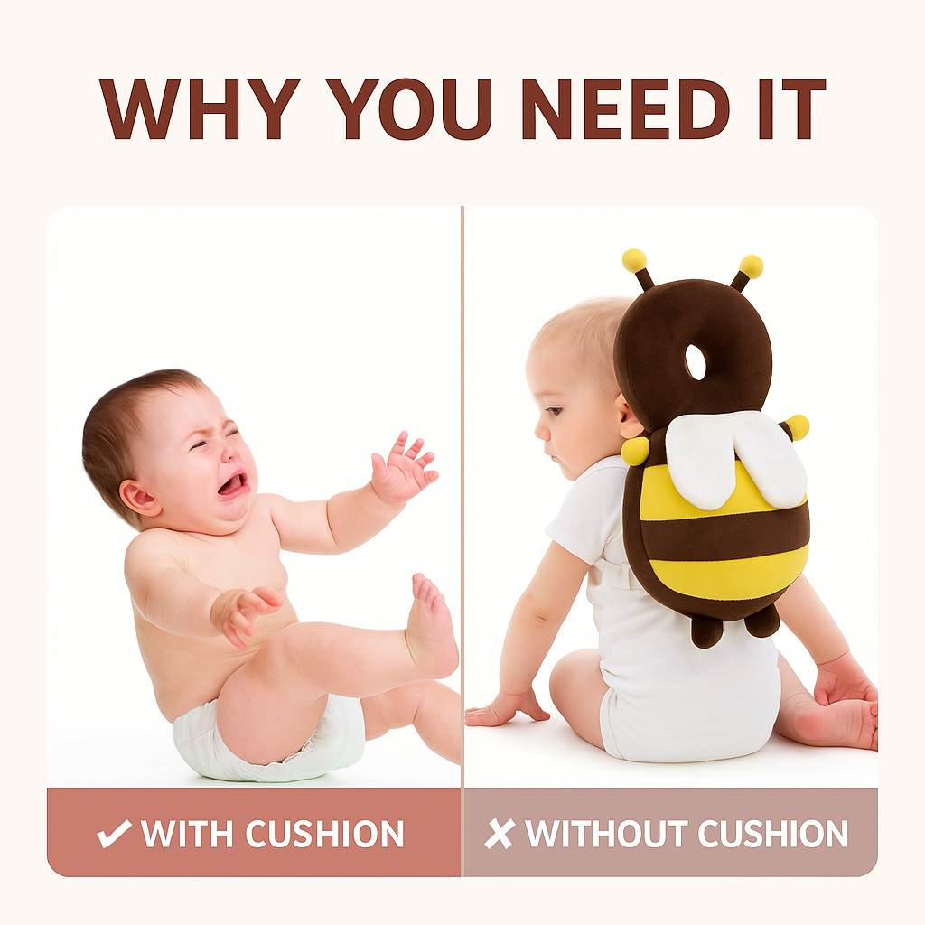 Baby Head Protector-Soft. Toddlers to Prevent Head Injuries While Crawling, Walking or Falling-Cute & Safe Design
